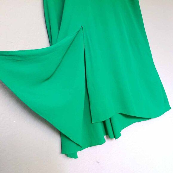 Whistles Kelly Green Zelena Midi Dress 10 Crepe Flutter Sleeves Bow Back $320 - Picture 8 of 14